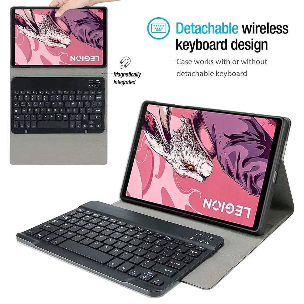 ARMOR-X Lenovo Legion Y700 2023 TB320FC shockproof case, impact protection cover. Shockproof case with magnetic detachable wireless keyboard.