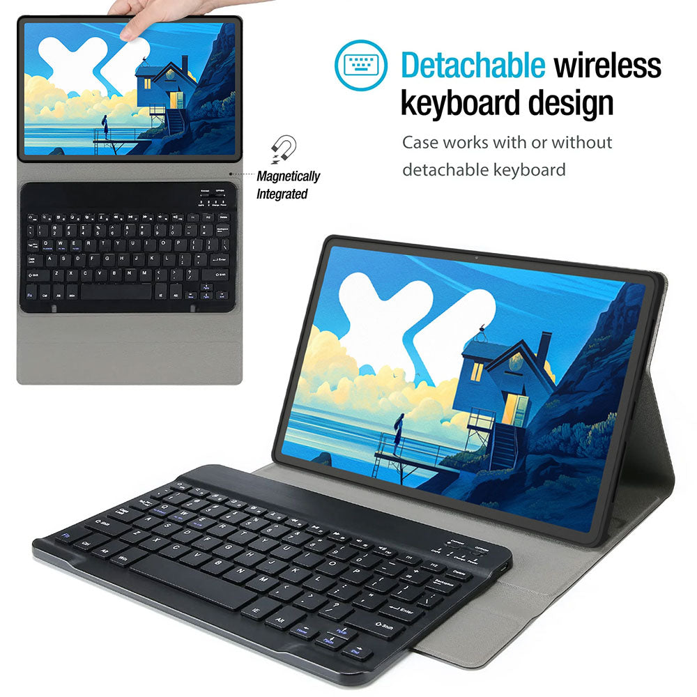 ARMOR-X Motorola Moto Pad 60 Pro shockproof case, impact protection cover. Shockproof case with magnetic detachable wireless keyboard.