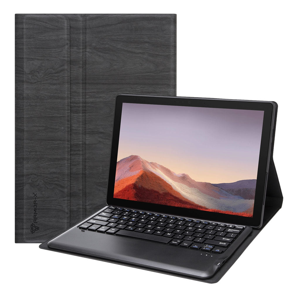 ARMOR-X Microsoft Surface Pro 7 / 7 Plus / 6 / 5 / 4 shockproof case, impact protection cover. Shockproof case with magnetic detachable wireless keyboard. Hand free typing, drawing, video watching.