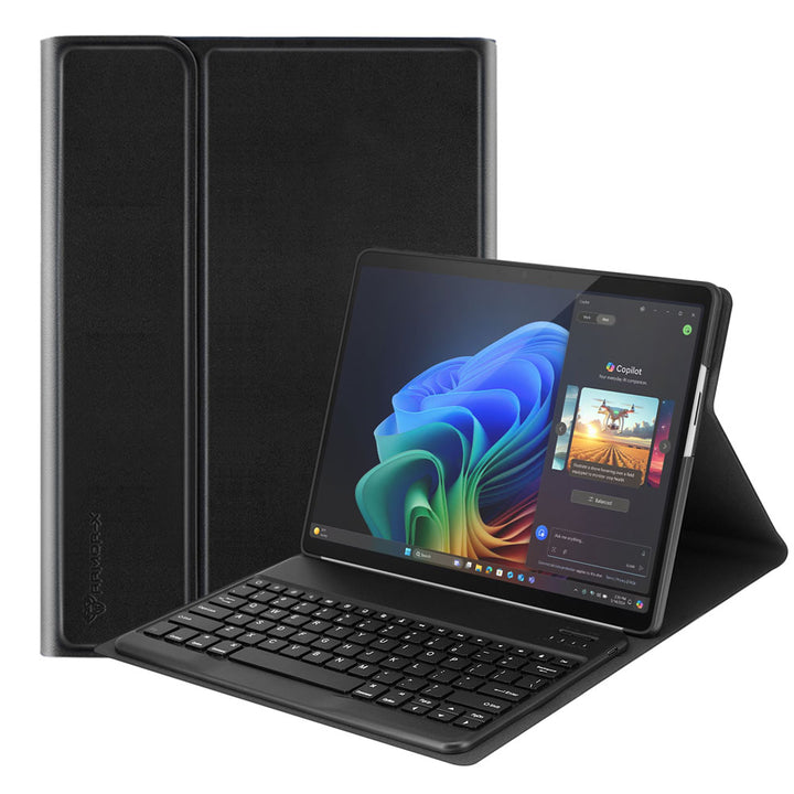 ARMOR-X Microsoft Surface Pro 13-inch Copilot+ PC shockproof case, impact protection cover. Shockproof case with magnetic detachable wireless keyboard. Hand free typing, drawing, video watching.