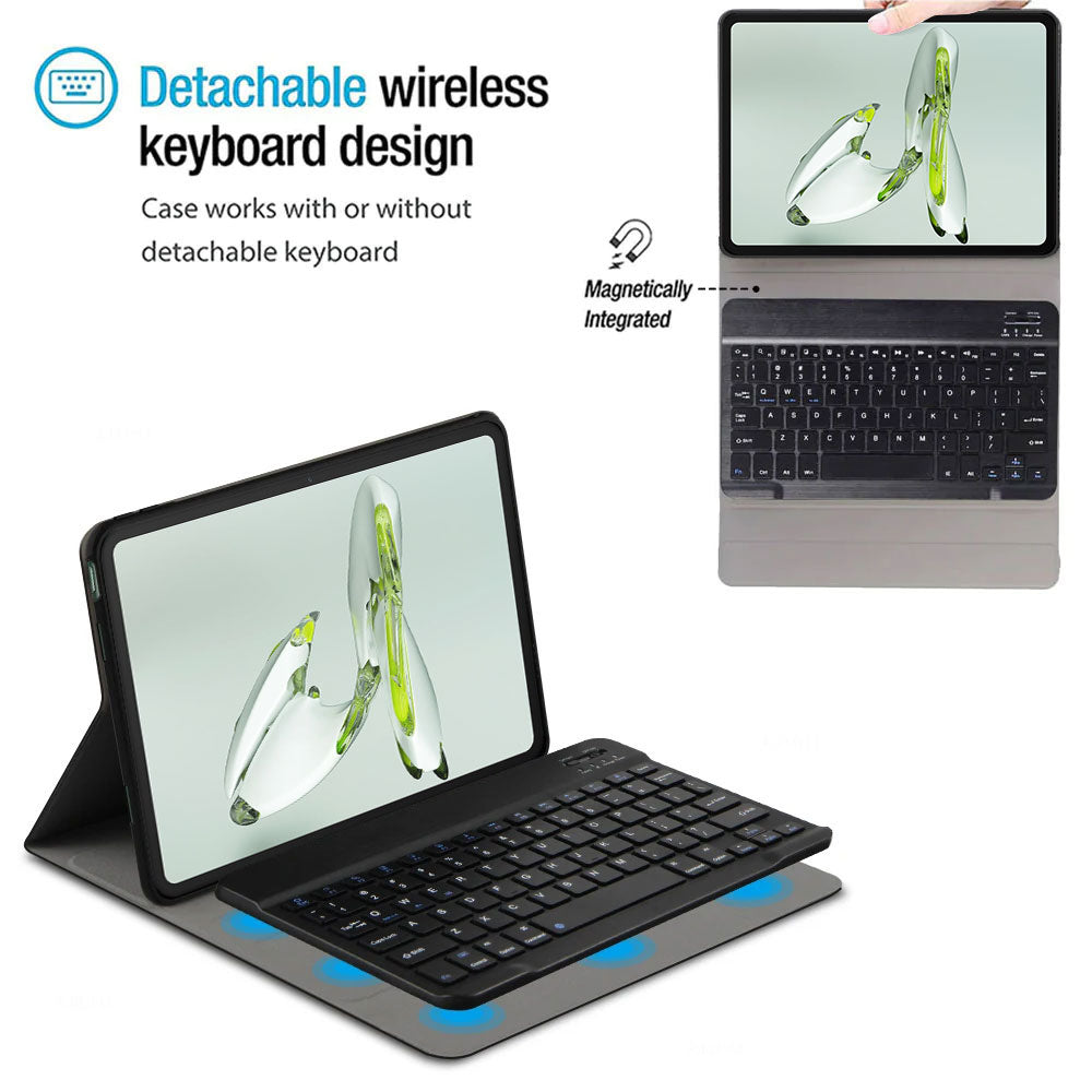 ARMOR-X OnePlus Pad Go shockproof case, impact protection cover. Shockproof case with magnetic detachable wireless keyboard.