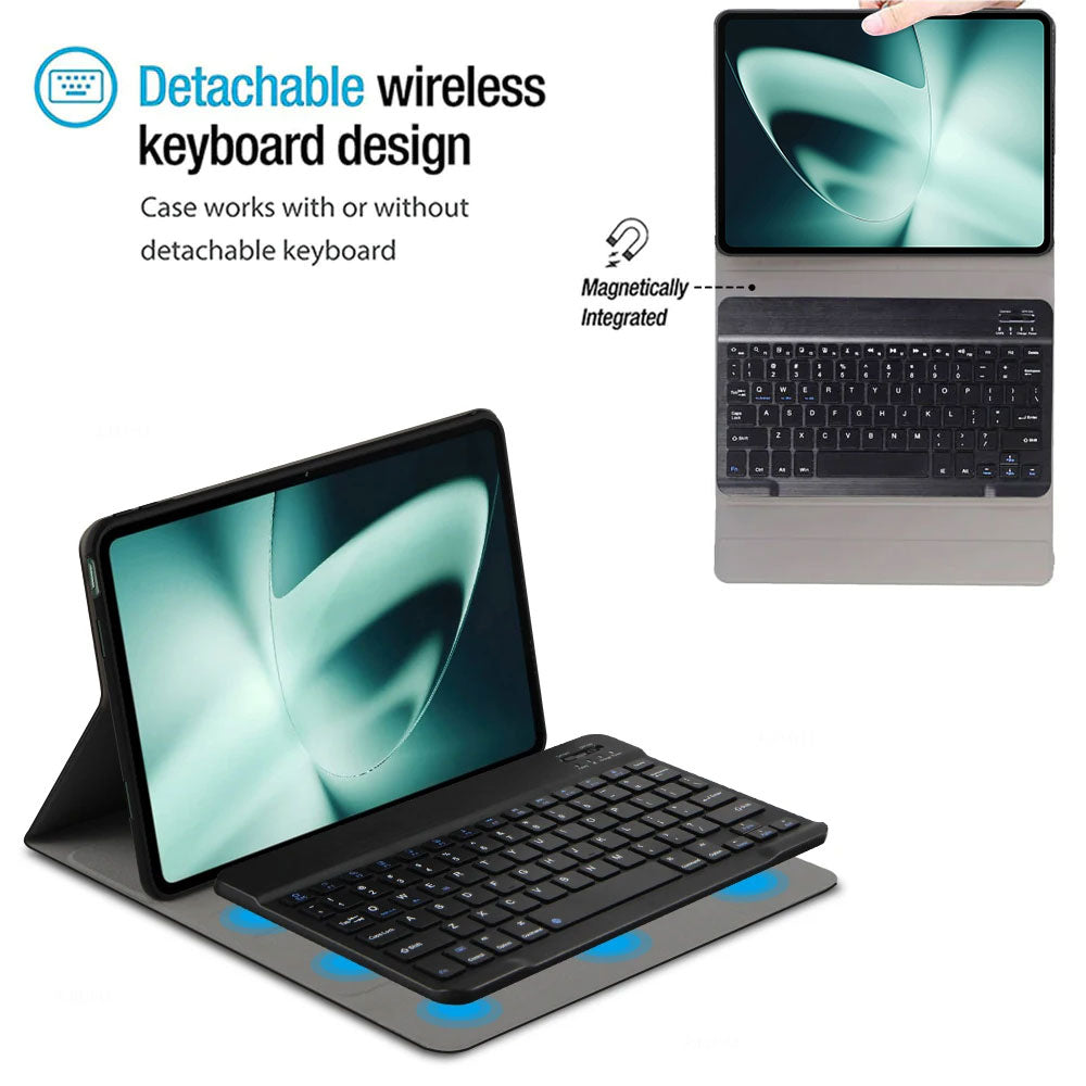 ARMOR-X OnePlus Pad shockproof case, impact protection cover. Shockproof case with magnetic detachable wireless keyboard.