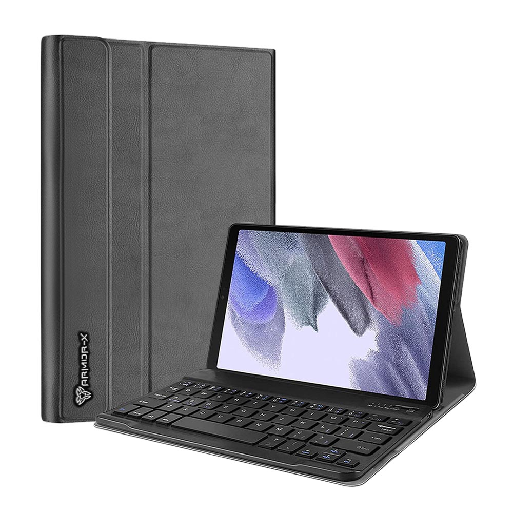 ARMOR-X Samsung Galaxy Tab A7 Lite SM-T225 / SM-T220 / SM-T225N / SM-T227U shockproof case, impact protection cover. Shockproof case with magnetic detachable wireless keyboard. Hand free typing, drawing, video watching.