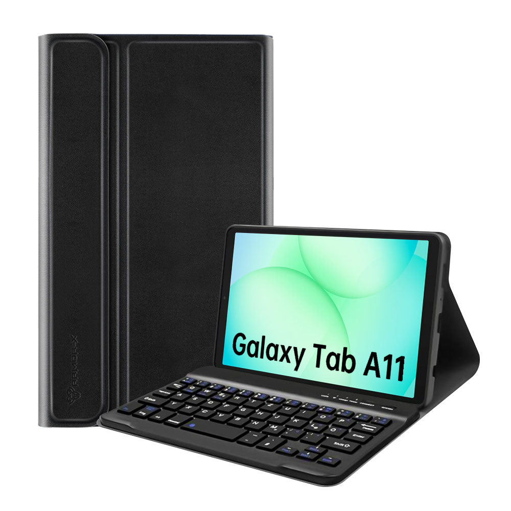 ARMOR-X Samsung Galaxy Tab A11 ( 8.7" ) SM-X133 / SM-X135 shockproof case, impact protection cover. Shockproof case with magnetic detachable wireless keyboard. Hand free typing, drawing, video watching.