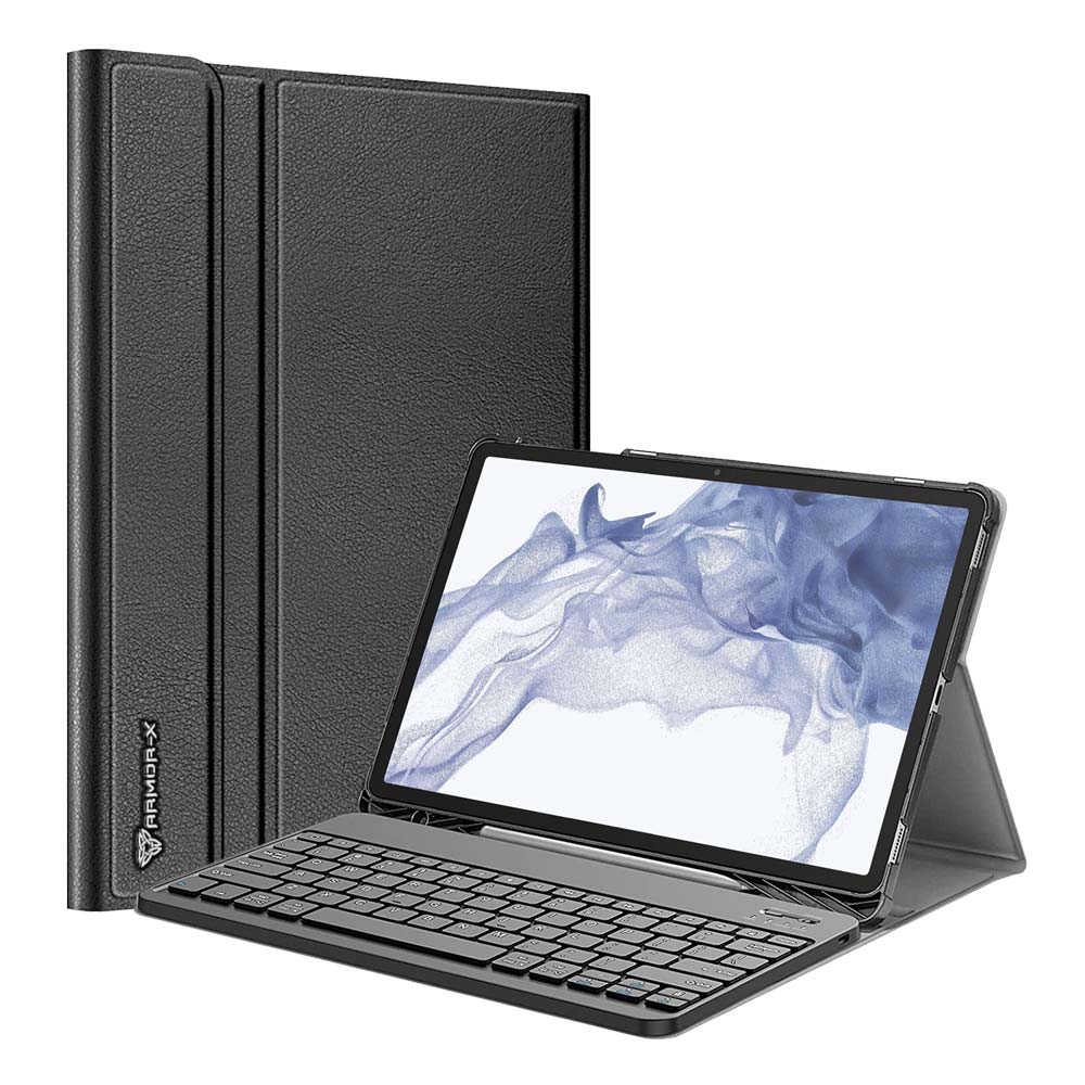 ARMOR-X Samsung Galaxy Tab S8+ S8 Plus SM-X800 / SM-X806 shockproof case, impact protection cover. Shockproof case with magnetic detachable wireless keyboard. Hand free typing, drawing, video watching.