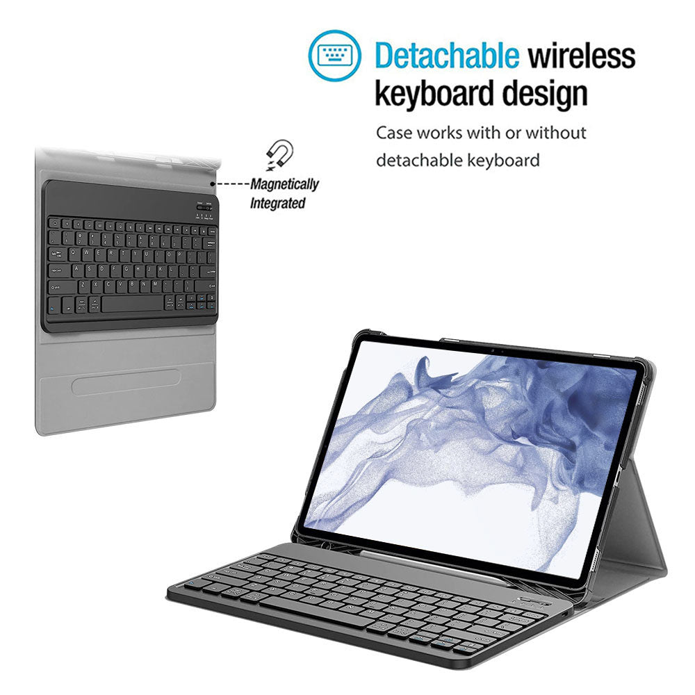 ARMOR-X Samsung Galaxy Tab S8+ S8 Plus SM-X800 / SM-X806 shockproof case, impact protection cover. Shockproof case with magnetic detachable wireless keyboard.