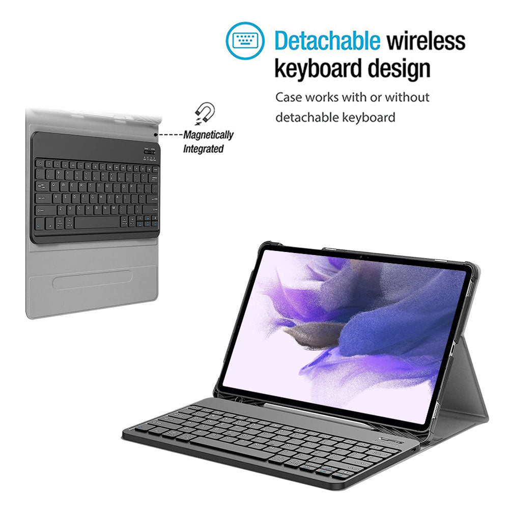 ARMOR-X Samsung Galaxy Tab S7 FE SM-T730 / T736B / T735NZ shockproof case, impact protection cover. Shockproof case with magnetic detachable wireless keyboard.