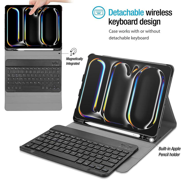 ARMOR-X iPad Pro 13 2024 shockproof case, impact protection cover. Shockproof case with magnetic detachable wireless keyboard.