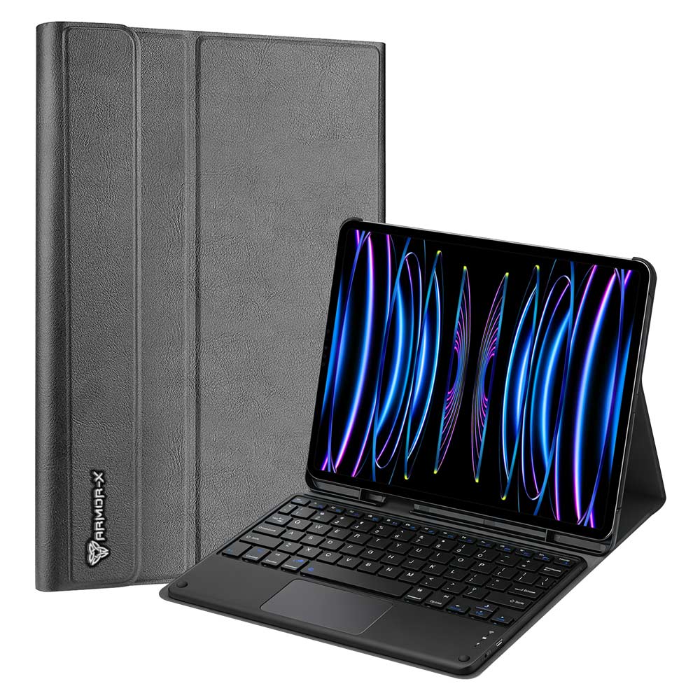 HKV-iPad-PR7 | iPad Pro 12.9 ( 3rd / 4th / 5th / 6th Gen. ) 2018 / 2020 / 2021 / 2022 | Detachable Keyboard Case with PU leather Folio Cover