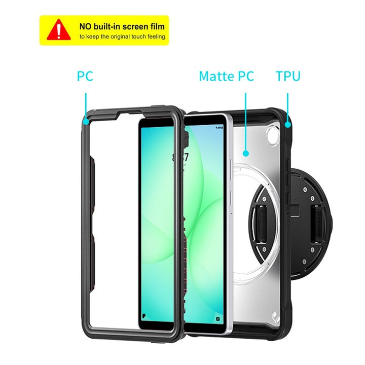 ARMOR-X Samsung Galaxy Tab A11 ( 8.7" ) SM-X130 / SM-X133 / SM-X135 shockproof case. Back cover made of shock absorbing TPU and frosted transparent PC material provide full-body rugged protection for your device, Front hard plastic frame enhance the protection for the screen.