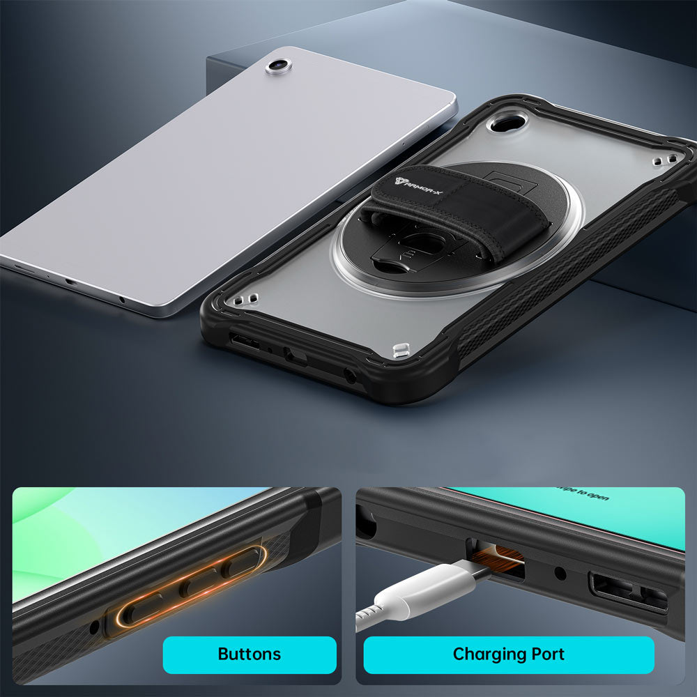 ARMOR-X Samsung Galaxy Tab A11 ( 8.7" ) SM-X130 / SM-X133 / SM-X135 shockproof case. Precise cutouts and tactile buttons ensure quick access and feedback.