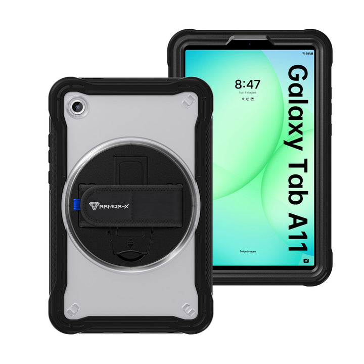 HLN-SS-X135 | Samsung Galaxy Tab A11 ( 8.7" ) SM-X130 / SM-X133 / SM-X135 | 2 Layers Protective Rugged Case with Hand Strap and Kick-stand