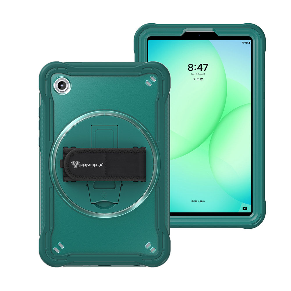 HLN-SS-X135 | Samsung Galaxy Tab A11 ( 8.7" ) SM-X130 / SM-X133 / SM-X135 | 2 Layers Protective Rugged Case with Hand Strap and Kick-stand