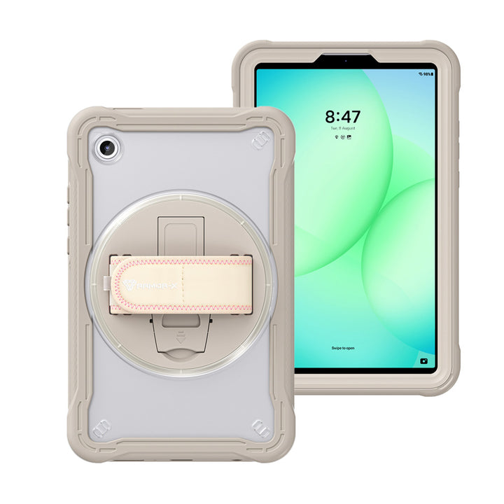 HLN-SS-X135 | Samsung Galaxy Tab A11 ( 8.7" ) SM-X130 / SM-X133 / SM-X135 | 2 Layers Protective Rugged Case with Hand Strap and Kick-stand