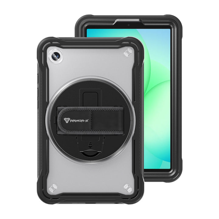 ARMOR-X Samsung Galaxy Tab A11 ( 8.7" ) SM-X133 / SM-X135 shockproof case, impact protection cover with hand strap and kick stand. One-handed design for your workplace.