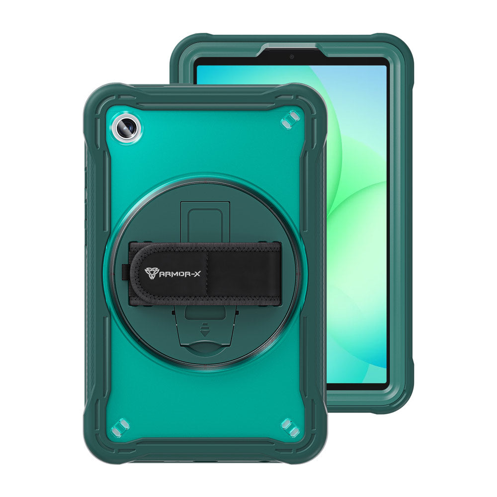 ARMOR-X Samsung Galaxy Tab A11 ( 8.7" ) SM-X133 / SM-X135 shockproof case, impact protection cover with hand strap and kick stand. One-handed design for your workplace.