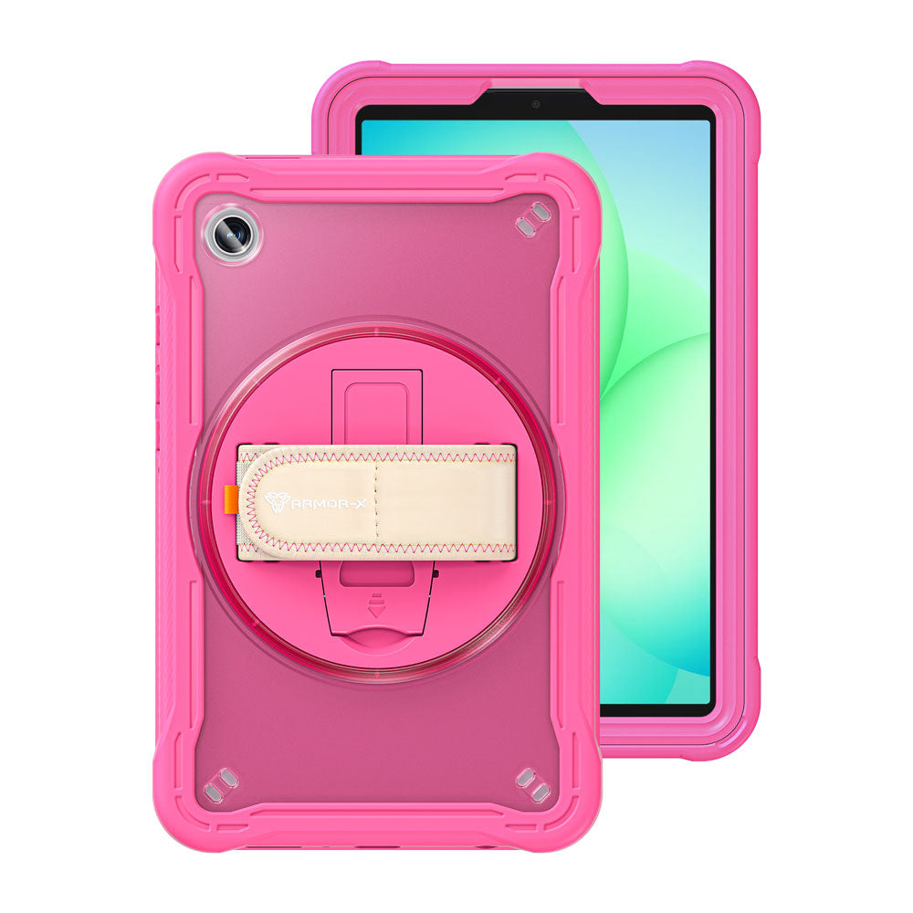 ARMOR-X Samsung Galaxy Tab A11 ( 8.7" ) SM-X133 / SM-X135 shockproof case, impact protection cover with hand strap and kick stand. One-handed design for your workplace.
