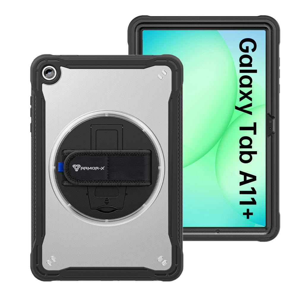 HLN-SS-X230 | Samsung Galaxy Tab A11+ A11 Plus ( 11" ) SM-X230 / SM-X235 / SM-X236 / SM-X238 | 2 Layers Protective Rugged Case with Hand Strap and Kick-stand
