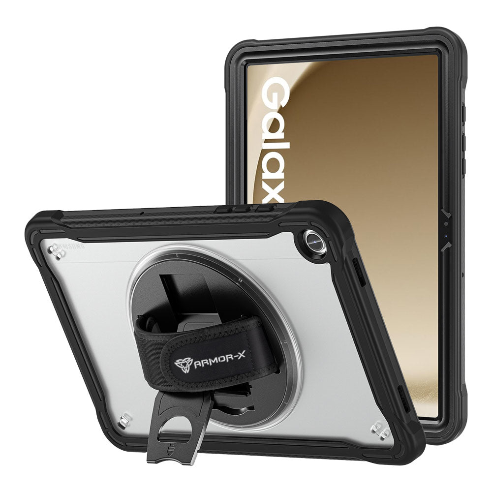 ARMOR-X Samsung Galaxy Tab A11+ A11 Plus ( 11" ) SM-X230 / SM-X235 / SM-X236 shockproof case, impact protection cover with hand strap and kick stand. One-handed design for your workplace.
