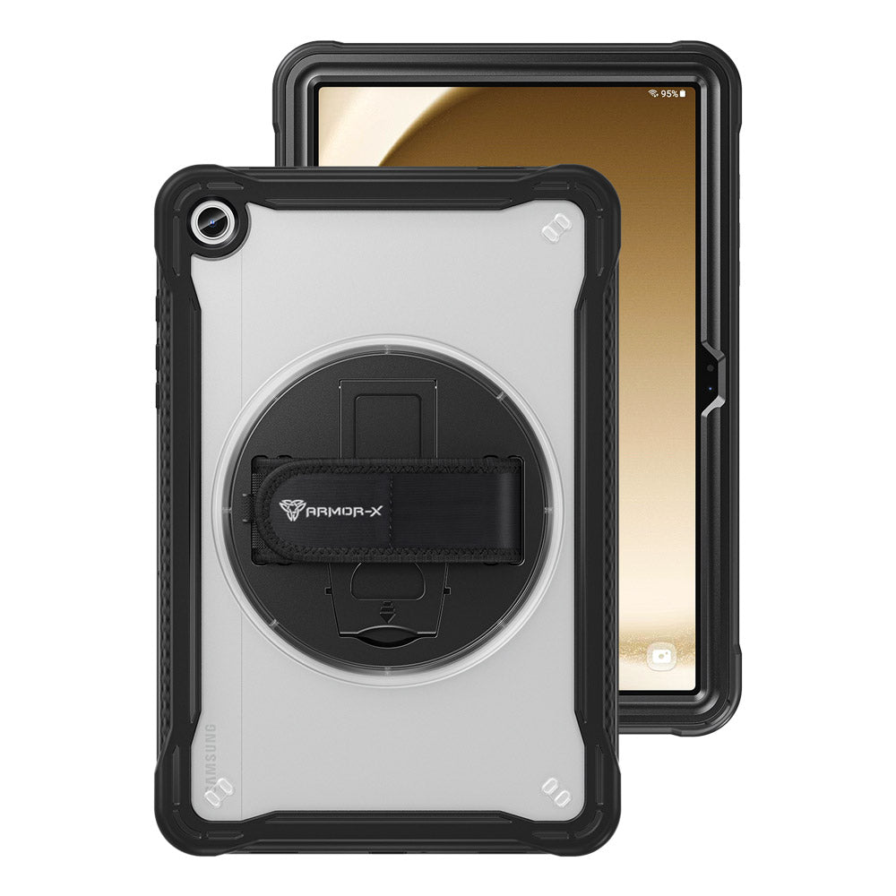 ARMOR-X Samsung Galaxy Tab A11+ A11 Plus ( 11" ) SM-X230 / SM-X235 / SM-X236 shockproof case, impact protection cover with hand strap and kick stand. One-handed design for your workplace.