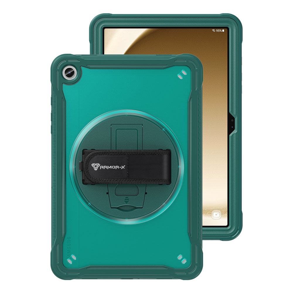 HLN-SS-X230 | Samsung Galaxy Tab A11+ A11 Plus ( 11" ) SM-X230 / SM-X235 / SM-X236 | 2 Layers Protective Rugged Case with Hand Strap and Kick-stand