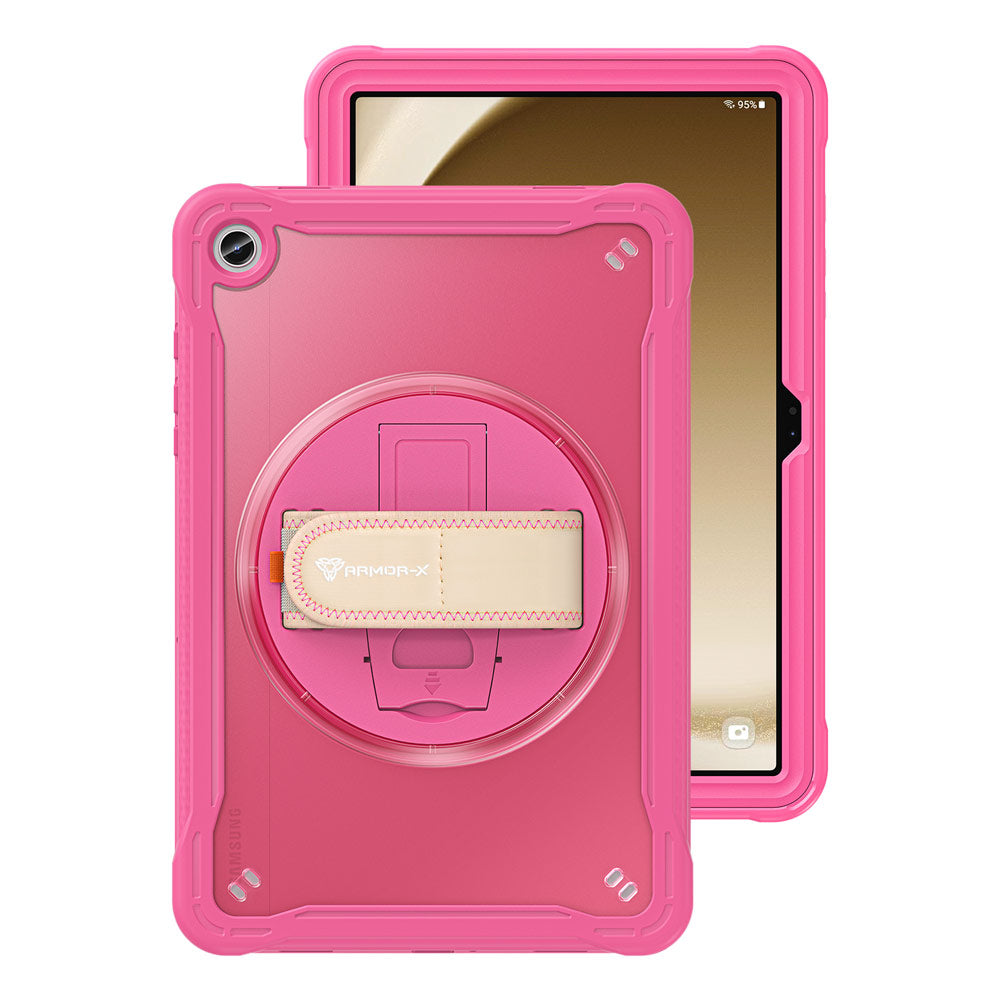 HLN-SS-X230 | Samsung Galaxy Tab A11+ A11 Plus ( 11" ) SM-X230 / SM-X235 / SM-X236 | 2 Layers Protective Rugged Case with Hand Strap and Kick-stand