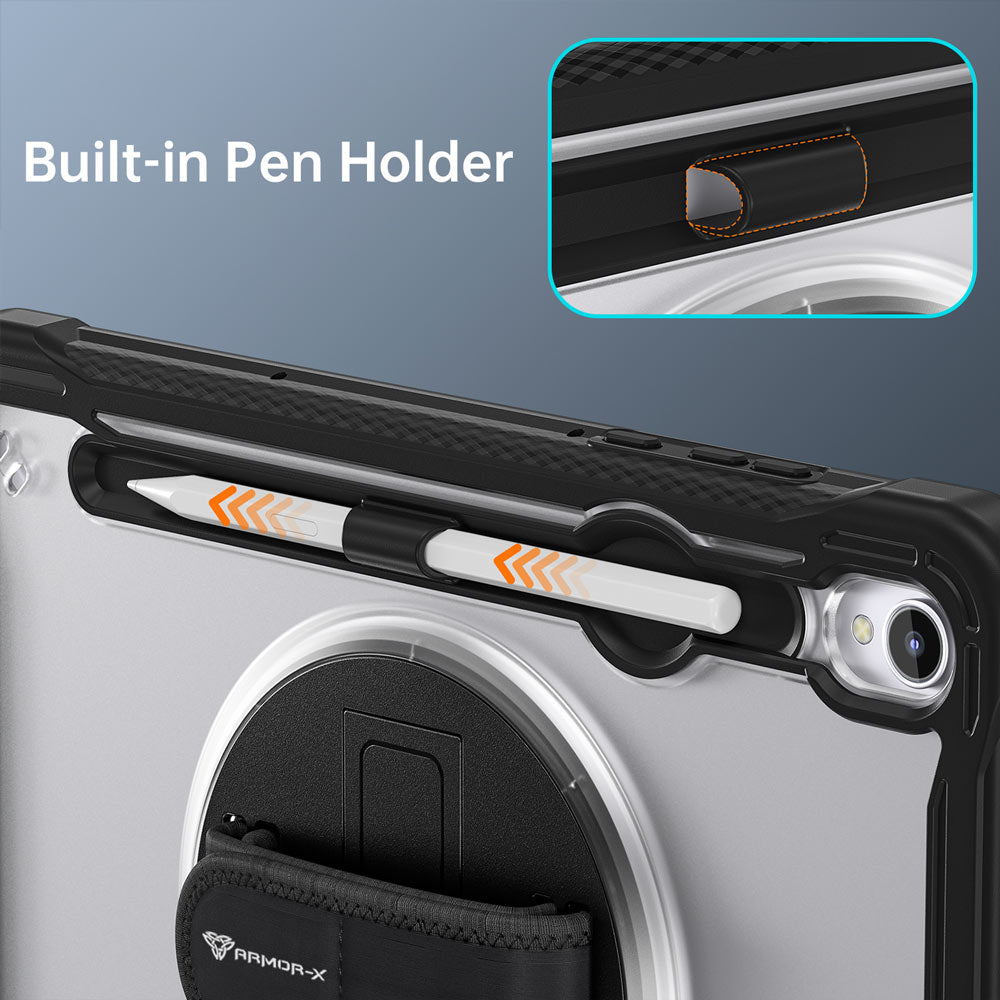 ARMOR-X Samsung Galaxy Tab S11 SM-X730 / X736 / X738 shockproof case. Built-in Pen Holder.
