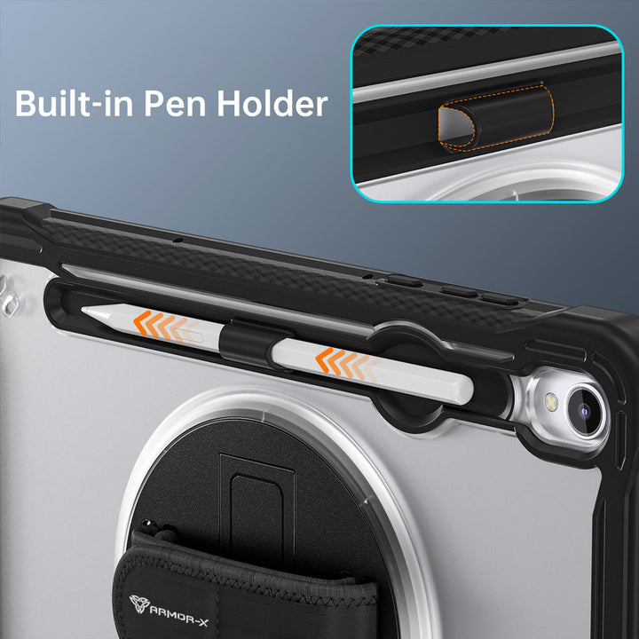 ARMOR-X Samsung Galaxy Tab S11 SM-X730 / X736 / X738 shockproof case. Built-in Pen Holder.
