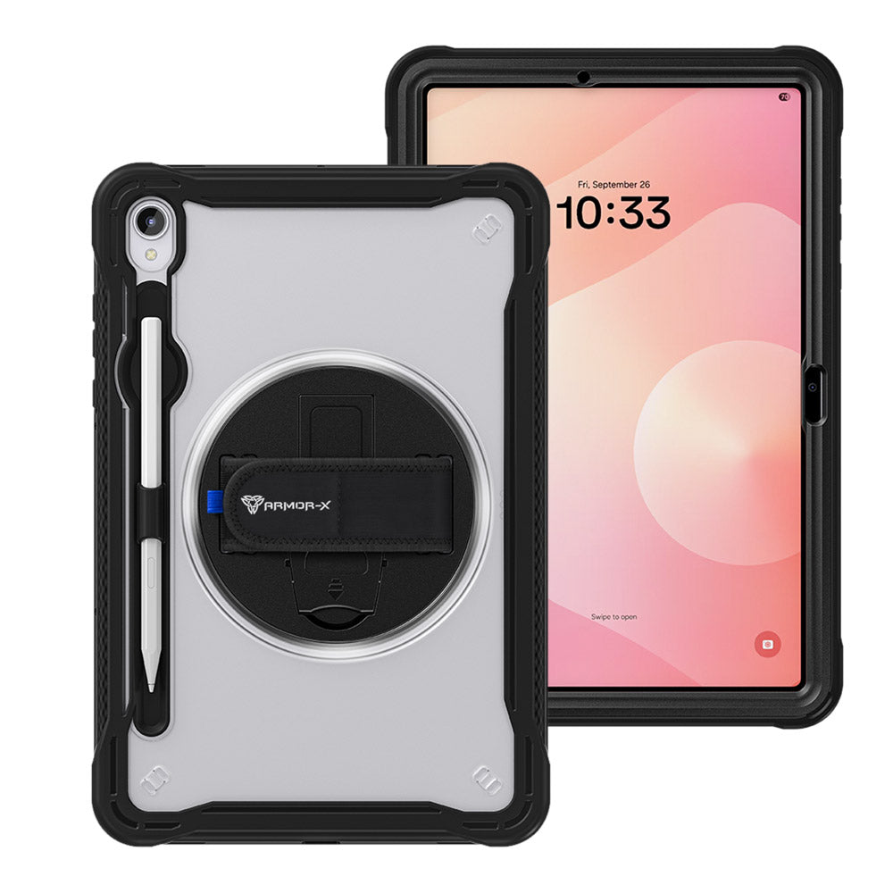 HLN-SS-X730 | Samsung Galaxy Tab S11 SM-X730 / X736 / X738 | 2 Layers Protective Rugged Case with Hand Strap and Kick-stand
