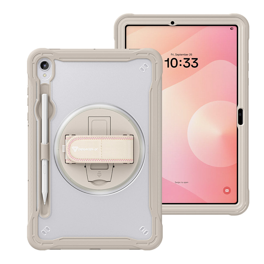 HLN-SS-X730 | Samsung Galaxy Tab S11 SM-X730 / X736 / X738 | 2 Layers Protective Rugged Case with Hand Strap and Kick-stand