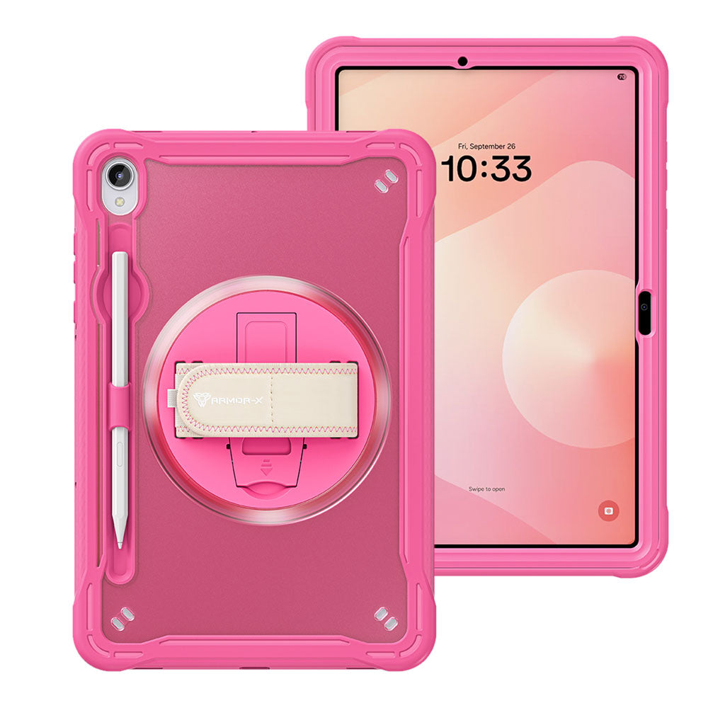 HLN-SS-X730 | Samsung Galaxy Tab S11 SM-X730 / X736 / X738 | 2 Layers Protective Rugged Case with Hand Strap and Kick-stand