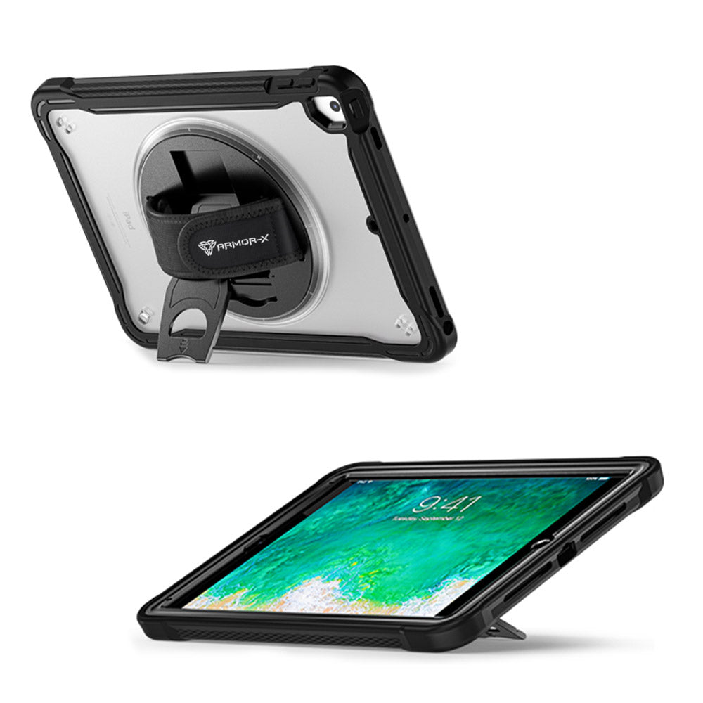 ARMOR-X iPad 9.7 ( 5th / 6th Gen. ) 2017 / 2018 case with kick stand. Hand free typing, drawing, video watching.