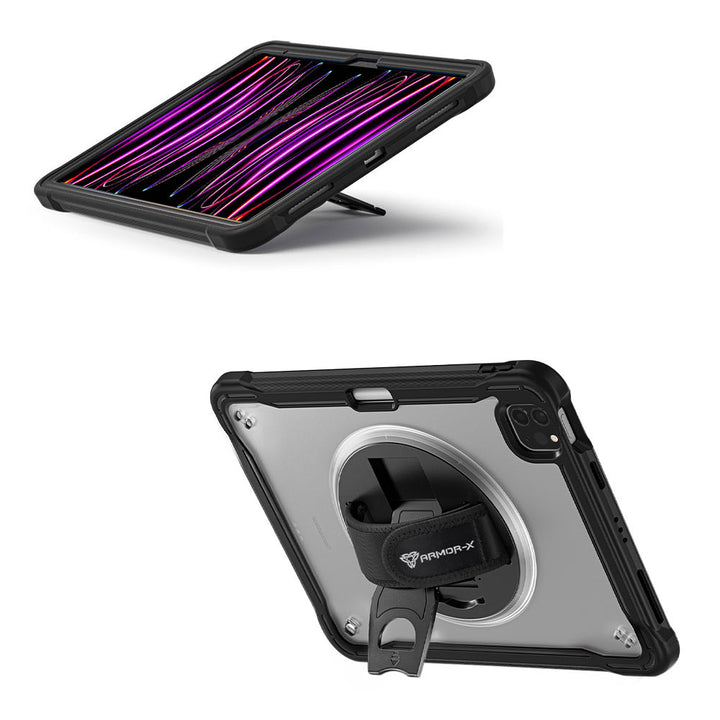 ARMOR-X iPad Pro 11 ( 1st / 2nd / 3rd / 4th Gen. ) 2018 / 2020 / 2021 / 2022 case with kick stand. Hand free typing, drawing, video watching.