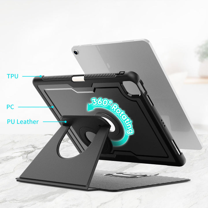 HMC-iPad-A5 | iPad Air 11 (M2) (M3) / Air 4 2020 / Air 5 2022 / Pro 11 ( 1st / 2nd / 3rd / 4th Gen. ) 2018 / 2020 / 2021 / 2022 | Detachable 360 Degree Rotating Smart Folio Case & PU Leather Cover