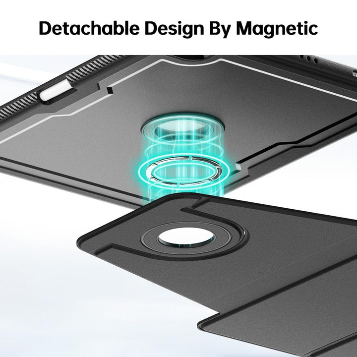 HMC-iPad-A6 | iPad Air 13 (M2) (M3) / Pro 12.9 ( 3rd / 4th / 5th / 6th Gen. ) 2018 / 2020 / 2021 / 2022 | Detachable 360 Degree Rotating Smart Folio Case & PU Leather Cover