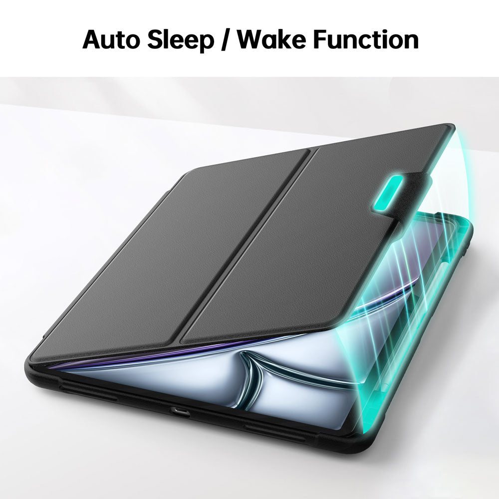 HMC-iPad-A6 | iPad Air 13 (M2) (M3) / Pro 12.9 ( 3rd / 4th / 5th / 6th Gen. ) 2018 / 2020 / 2021 / 2022 | Detachable 360 Degree Rotating Smart Folio Case & PU Leather Cover