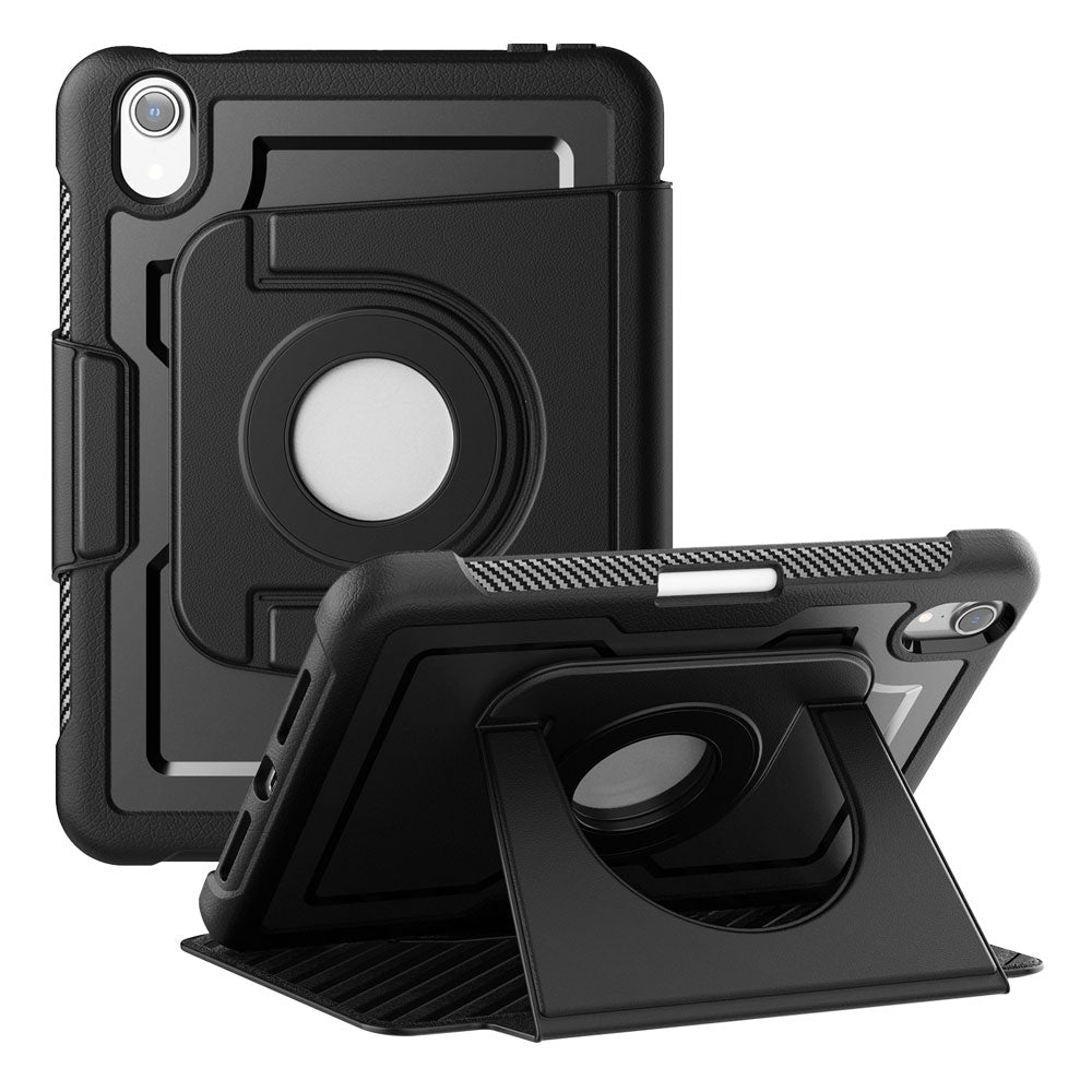 ARMOR-X Apple iPad mini 6 / mini (A17 Pro) Detachable 360 Degree Rotating Smart Folio Case & PU Leather Cover.