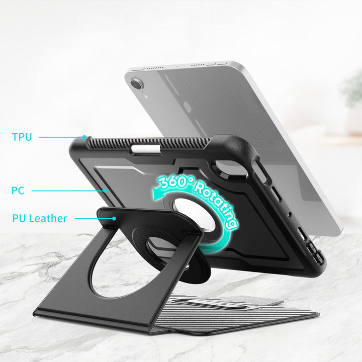 HMC-iPad-M6 | iPad mini (A17 Pro) | Detachable 360 Degree Rotating Smart Folio Case & PU Leather Cover