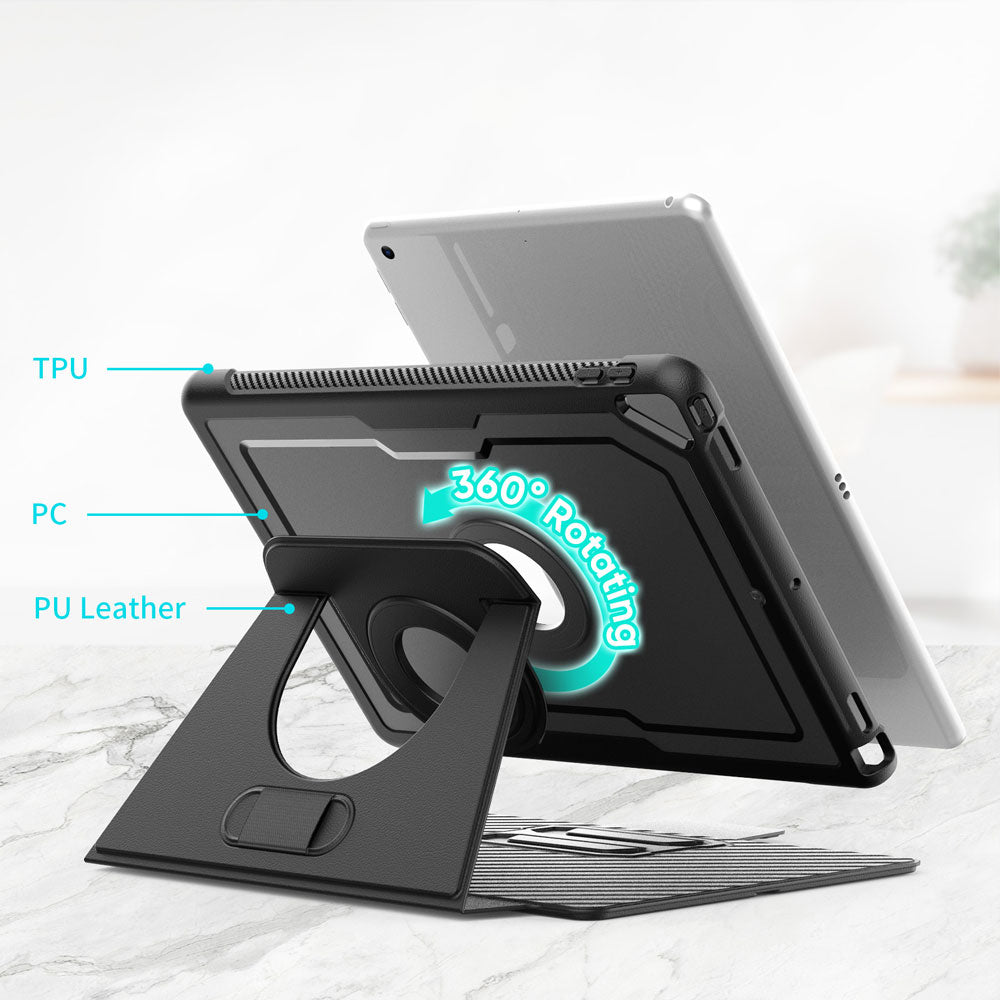 HMC-iPad-N3 | iPad 10.2 (7th & 8th & 9th Gen.) 2019 2020 2021 / Air (3rd Gen.) 2019 / Pro 10.5 2017 | Detachable 360 Degree Rotating Smart Folio Case & PU Leather Cover