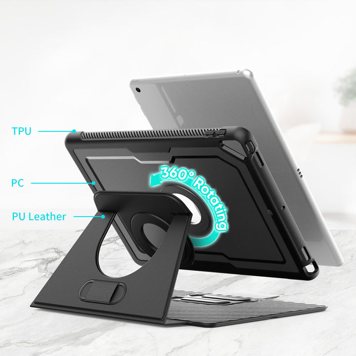 HMC-iPad-N3 | iPad 10.2 (7th & 8th & 9th Gen.) 2019 2020 2021 / Air (3rd Gen.) 2019 / Pro 10.5 2017 | Detachable 360 Degree Rotating Smart Folio Case & PU Leather Cover