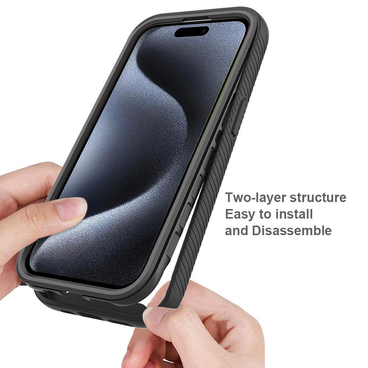 ARMOR-X iPhone 15 Pro shockproof cases. Military-Grade Rugged Design with best drop proof protection. Two-layer structure, easy to install and disassemble.