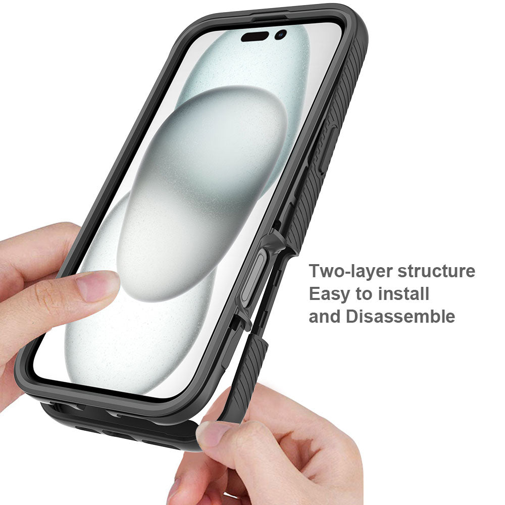 ARMOR-X iPhone 16 Plus shockproof cases. Military-Grade Rugged Design with best drop proof protection. Two-layer structure, easy to install and disassemble.