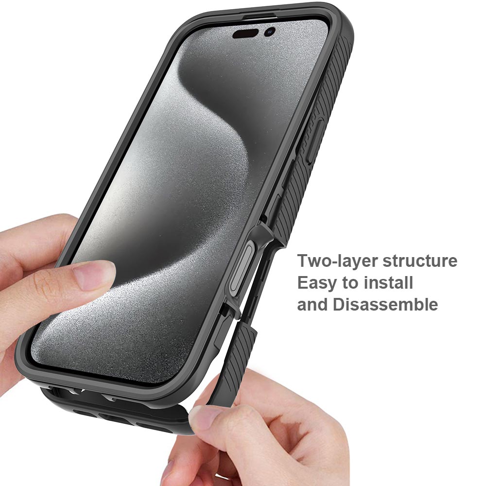 ARMOR-X iPhone 16 Pro Max shockproof cases. Military-Grade Rugged Design with best drop proof protection. Two-layer structure, easy to install and disassemble.