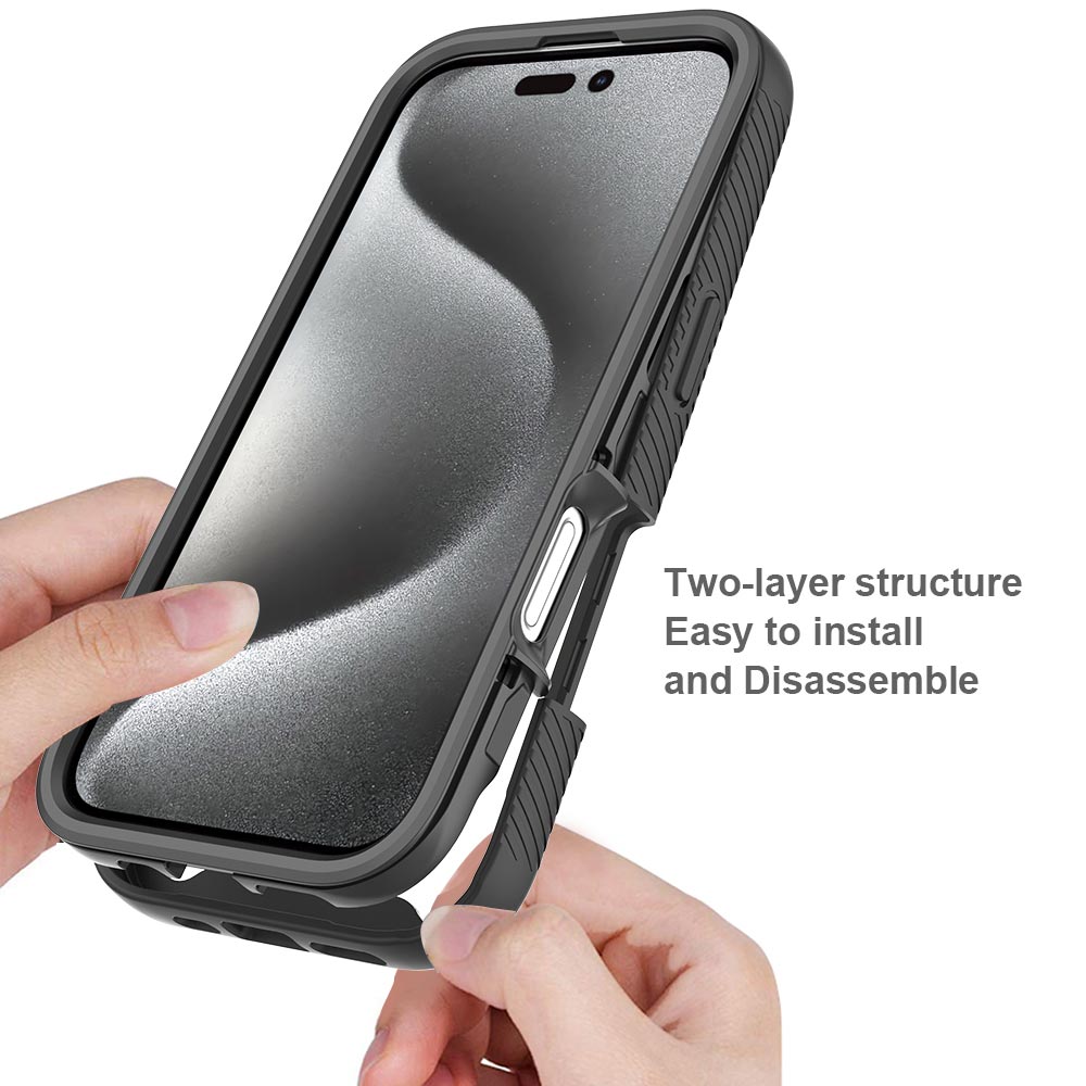 ARMOR-X iPhone 16 Pro shockproof cases. Military-Grade Rugged Design with best drop proof protection. Two-layer structure, easy to install and disassemble.