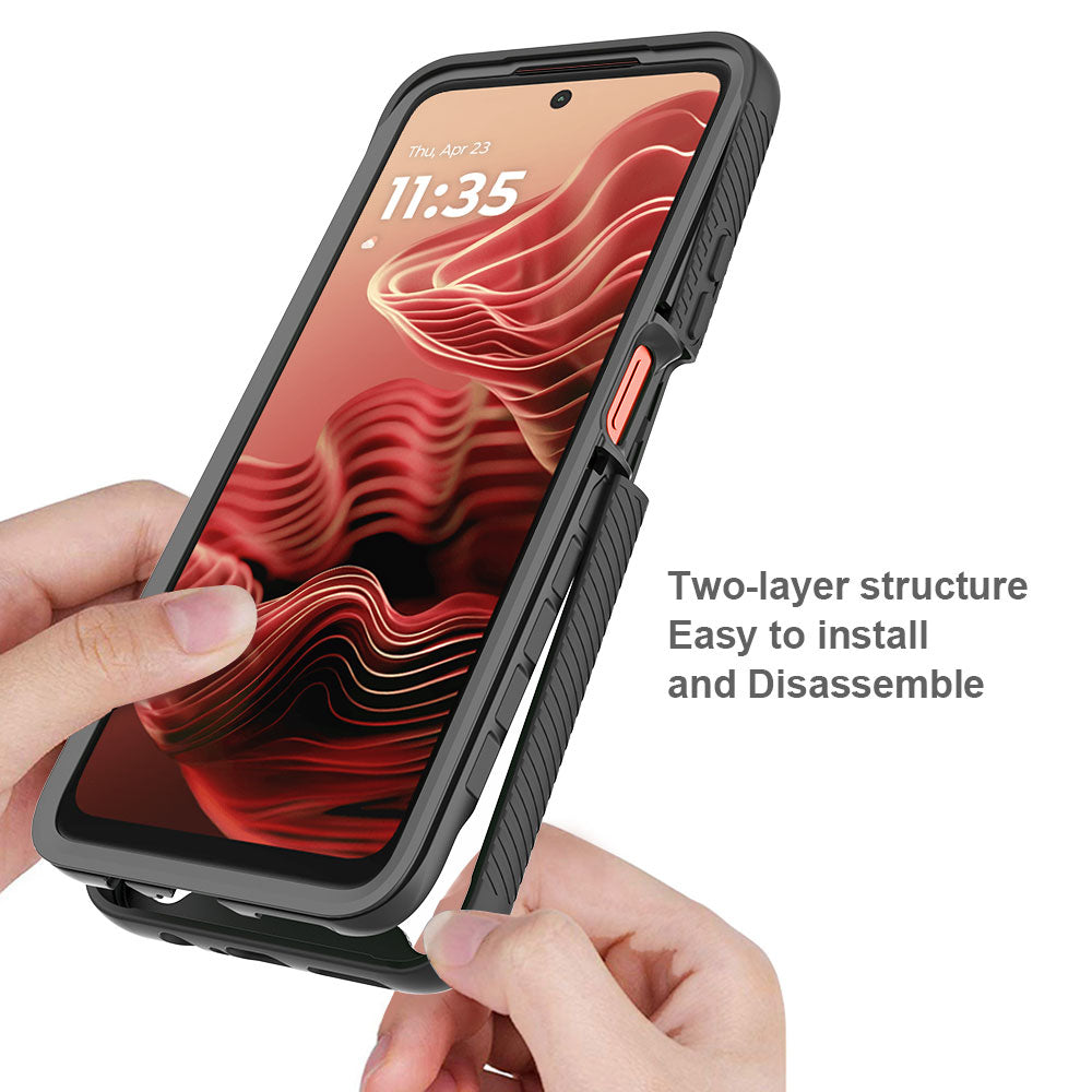 ARMOR-X Motorola Moto G35 5G shockproof cases. Military-Grade Rugged Design with best drop proof protection. Two-layer structure, easy to install and disassemble.