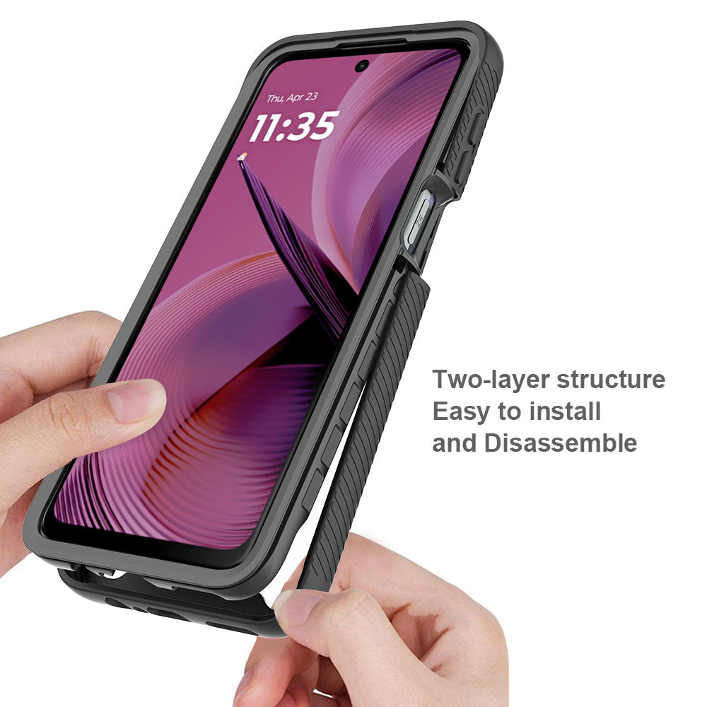 ARMOR-X Motorola Moto G55 5G shockproof cases. Military-Grade Rugged Design with best drop proof protection. Two-layer structure, easy to install and disassemble.