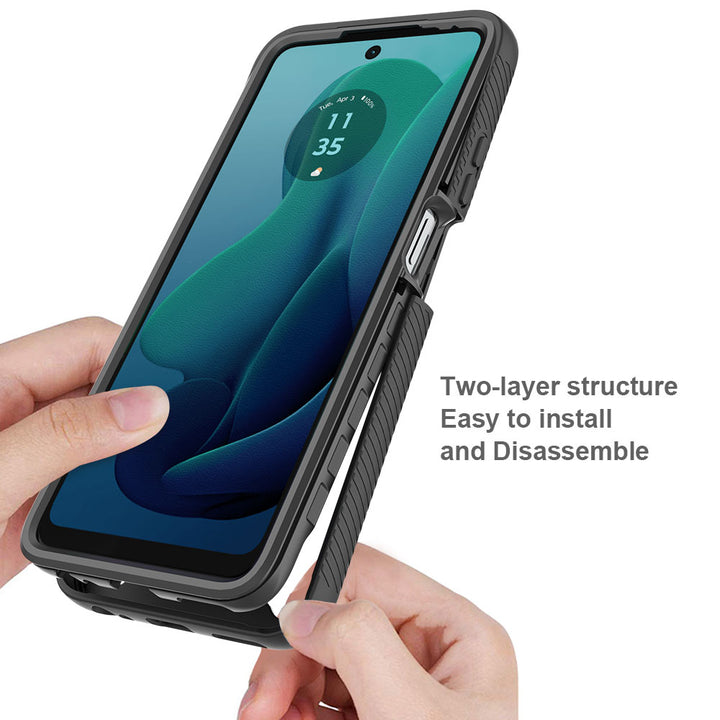 ARMOR-X Motorola Moto G 5G 2024 shockproof cases. Military-Grade Rugged Design with best drop proof protection. Two-layer structure, easy to install and disassemble.