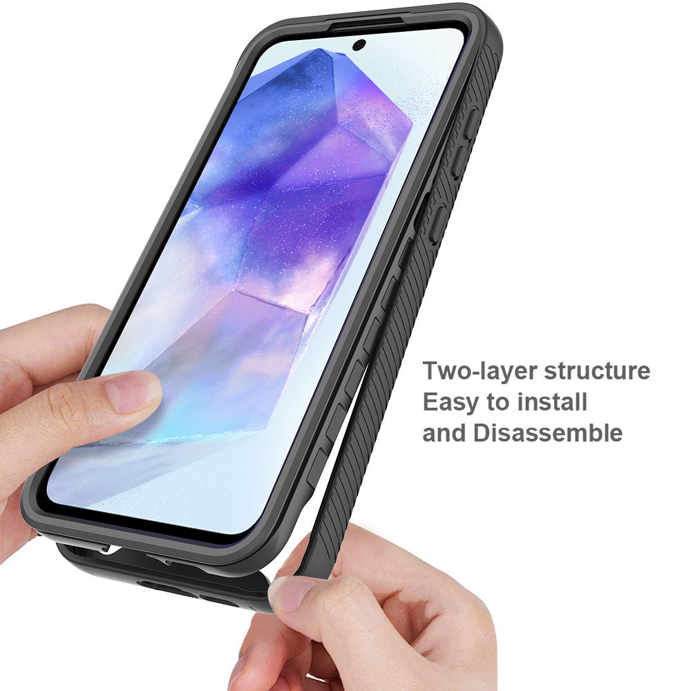 ARMOR-X Samsung Galaxy A55 5G SM-A556 shockproof cases. Military-Grade Rugged Design with best drop proof protection. Two-layer structure, easy to install and disassemble.