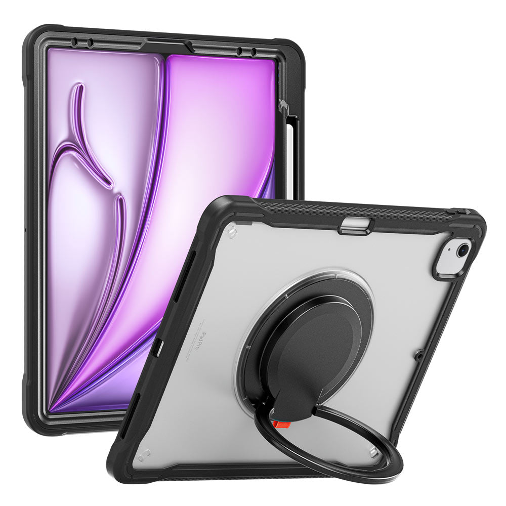 ARMOR-X APPLE iPad Air 13 ( M2 ) shockproof case, impact protection cover. Rugged case with kick stand. Hand free typing, drawing, video watching.