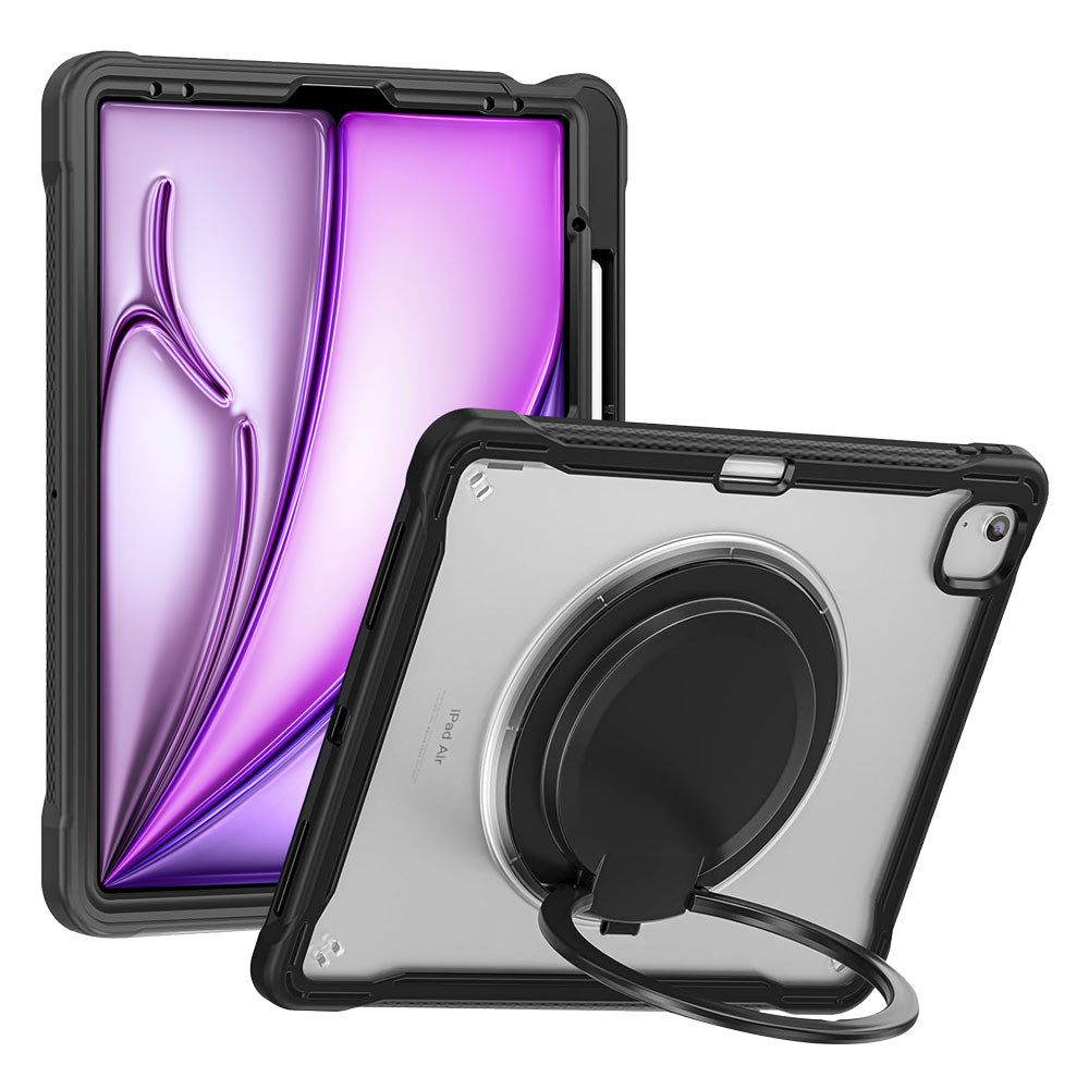 ARMOR-X APPLE iPad Air 13 (M2) / (M3) / (M4) shockproof case, impact protection cover. Rugged case with kick stand. Hand free typing, drawing, video watching.